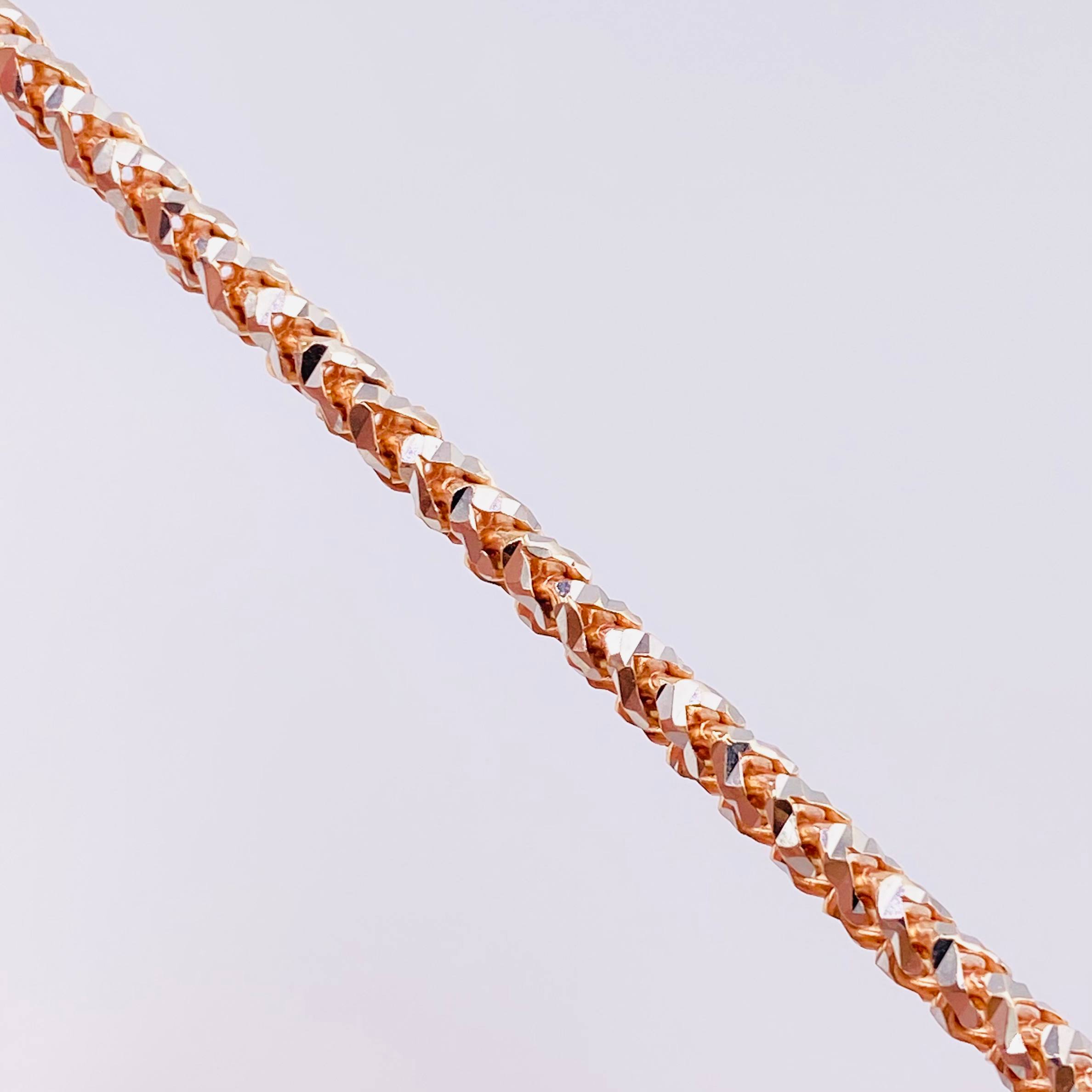 Cadena Franco 34.1g / 60.5cm / 3.15mm Dos Oros Blanco Rosa 18K