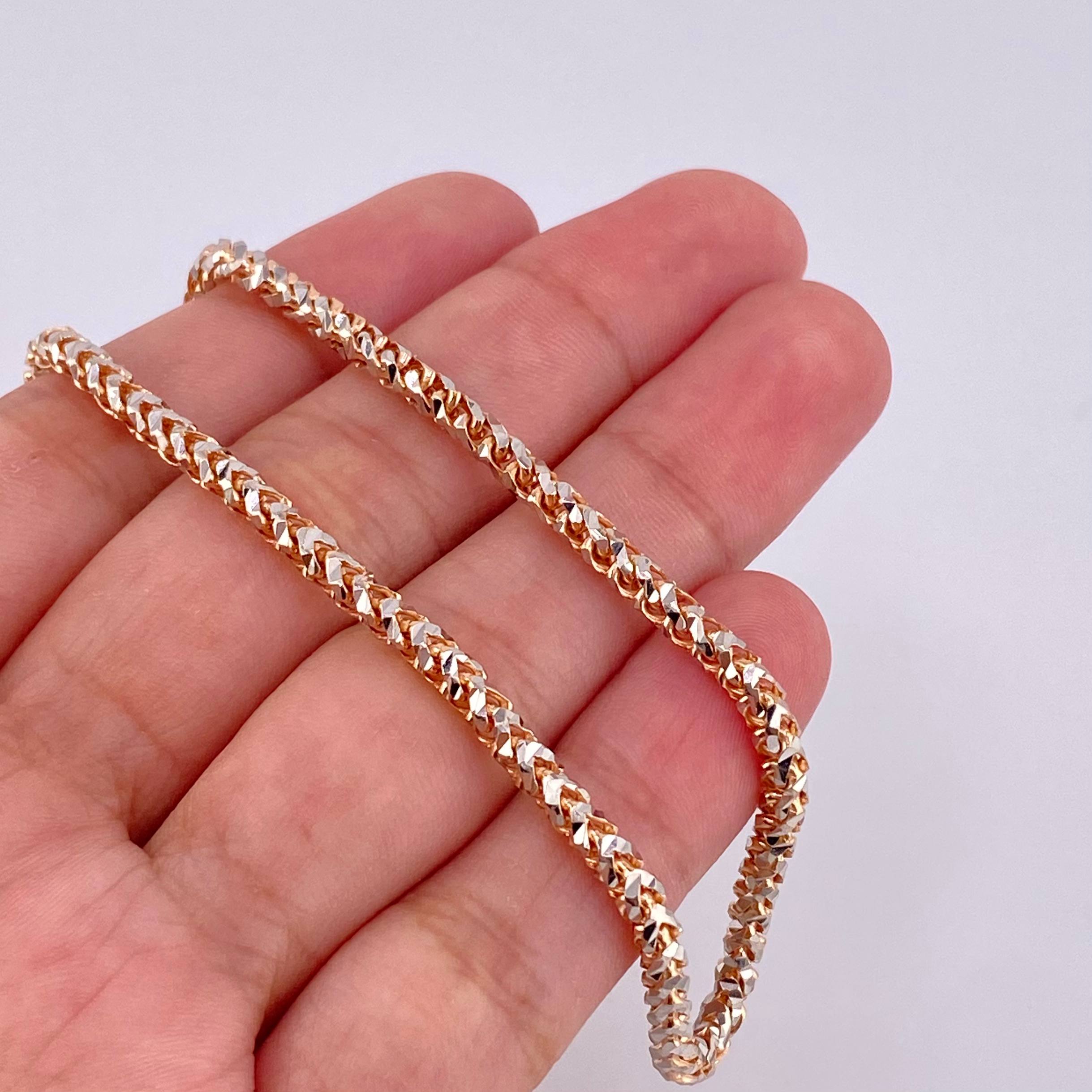 Cadena Franco 34.1g / 60.5cm / 3.15mm Dos Oros Blanco Rosa 18K