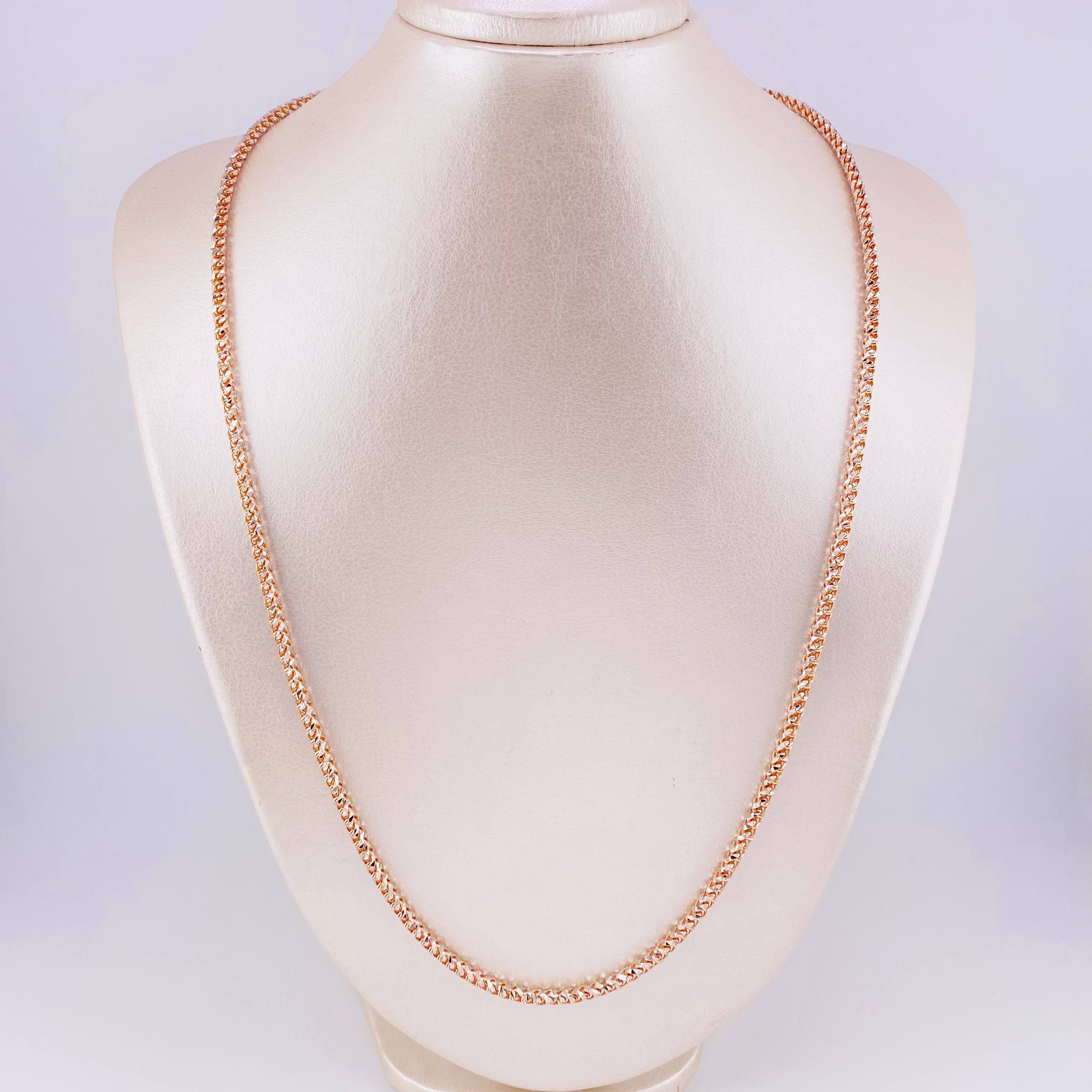 Cadena Franco 34.1g / 60.5cm / 3.15mm Dos Oros Blanco Rosa 18K