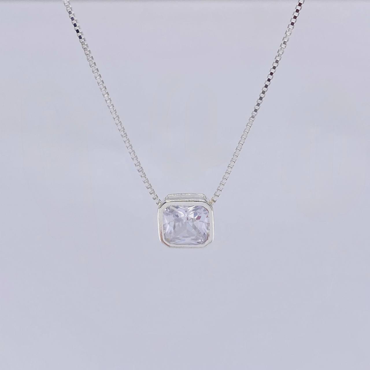 Cadena Veneciana Dije Cuadrado 3.3g / 46cm / 0.8mm Plata 925