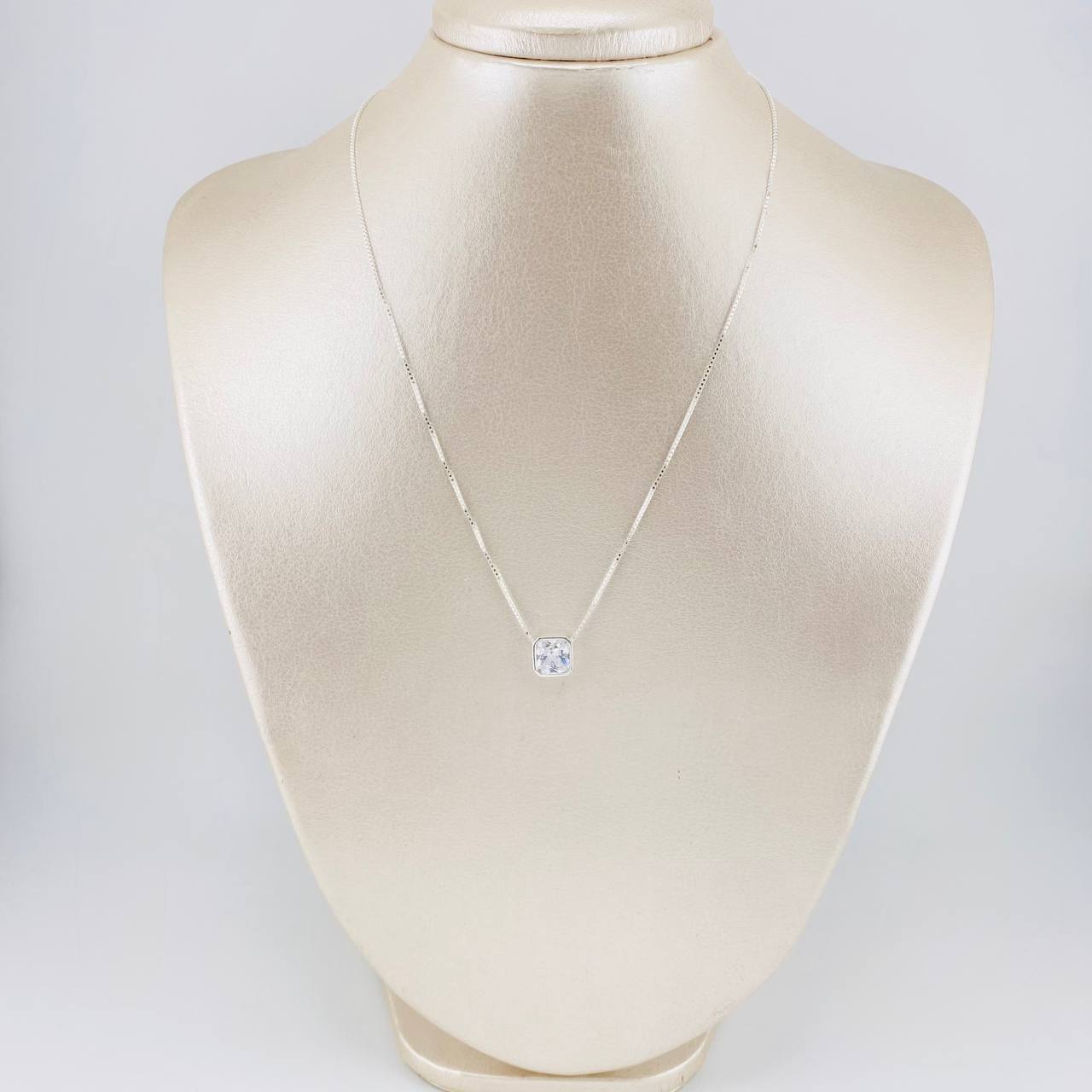 Cadena Veneciana Dije Cuadrado 3.35g / 46cm / 0.8mm Plata 925