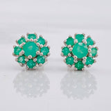 Topos Flor Ocho Petalos Esmeraldas 87pts 2.3g / 9.3mm Plata 950