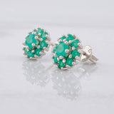 Topos Flor Ocho Petalos Esmeraldas 87pts 2.3g / 9.3mm Plata 950