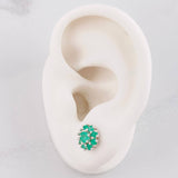 Topos Flor Ocho Petalos Esmeraldas 87pts 2.3g / 9.3mm Plata 950