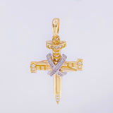 Dije Cruz Clavo Penitencia 4.75g / 4cm Dos Oros Amarillo Blanco 18K