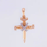 Dije Cruz Clavo Penitencia 4.8g / 4cm Dos Oros Blanco Rosa 18K