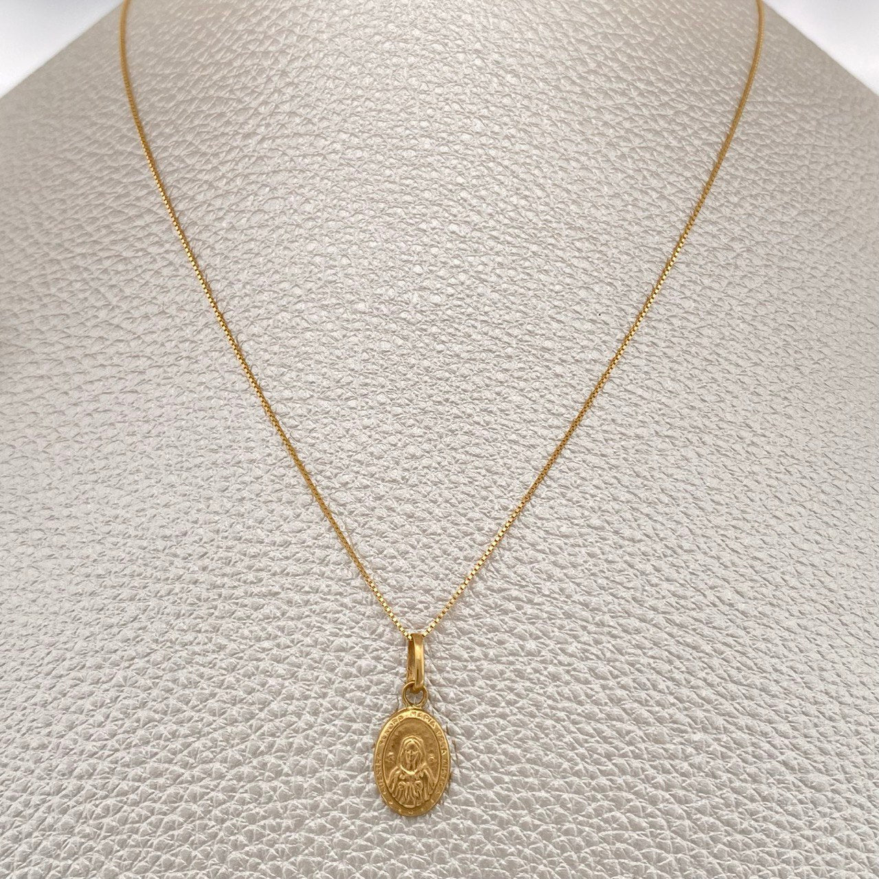 Set Cadena y Dije Veneciana +  Nuestra Señora Maria Rosa Mistica 1,5gr / Oro Amarillo 18K &