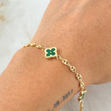 Pulso GC Trebol Verde 3.95gr / 18cm / Oro Amarillo 18K ©