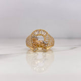 Anillo Herradura Caballo 5.5gr / T8 1/2 / Circones Blancos Tres Oros 18K $