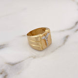 Anillo Sello Baston Hermes 12.83gr / T8 1/4 / Dos Oros Amarillo Blanco 18K $