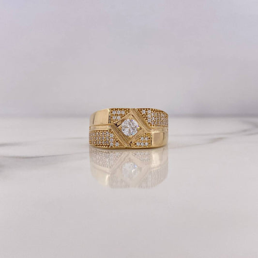 Anillo Rombo 8.3gr / T10 3/4 / Circones Blancos Oro Amarillo 18K $