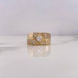 Anillo Rombo 8.3gr / T10 3/4 / Circones Blancos Oro Amarillo 18K $
