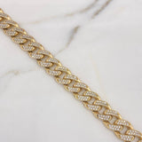 Pulso Cubano 24.95gr / 20.5cm / 9.8mm Broche Cajón Circones Blancos Oro Amarillo Nac.Esp. 18K $