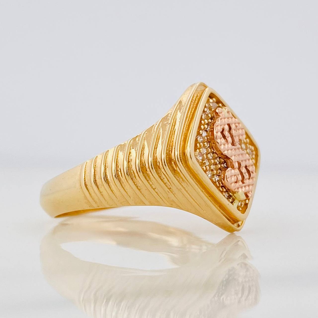 Anillo Sello Signo Peso 6.45g / T9 3/4 Oro Amarillo 18K