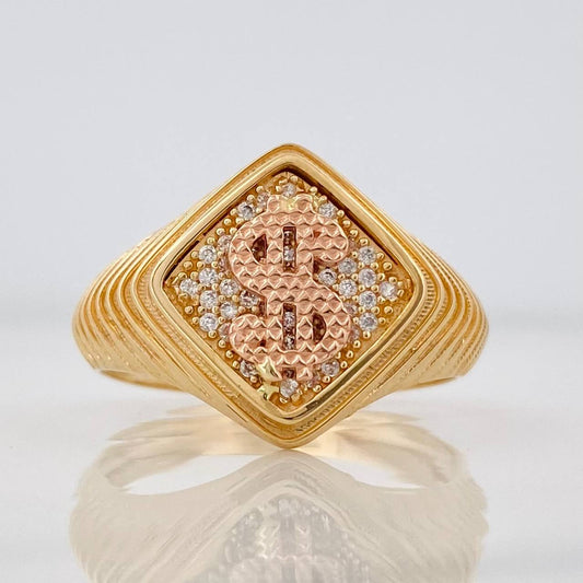 Anillo Sello Signo Peso 6.45g / T9 3/4 Oro Amarillo 18K