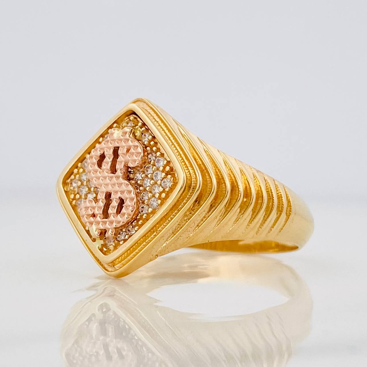 Anillo Sello Signo Peso 6.45g / T9 3/4 Oro Amarillo 18K