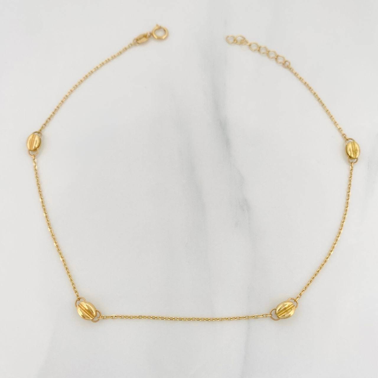 Tobillera Aro Seguido Cafe 1.75g / 25cm / 1.3mm Oro Amarillo 18K