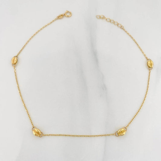 Tobillera Aro Seguido Cafe 1.75g / 25cm / 1.3mm Oro Amarillo 18K