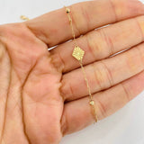 Tobillera Cajón Rombo Intercalado 1.65g / 25cm / 0.85mm Oro Amarillo 18K