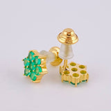 Topos Floreados Esmeraldas 51Pts 1.5 g / 7.5 mm Oro Amarillo 18K
