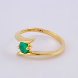Anillo Olas Fluctuantes Esmeralda 25Pts 3 g / T6 3/4 Oro Amarillo 18K