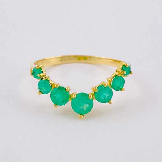 Anillo Corona Esmeraldas 93Pts 2.3 g / T9 Oro Amarillo 18K