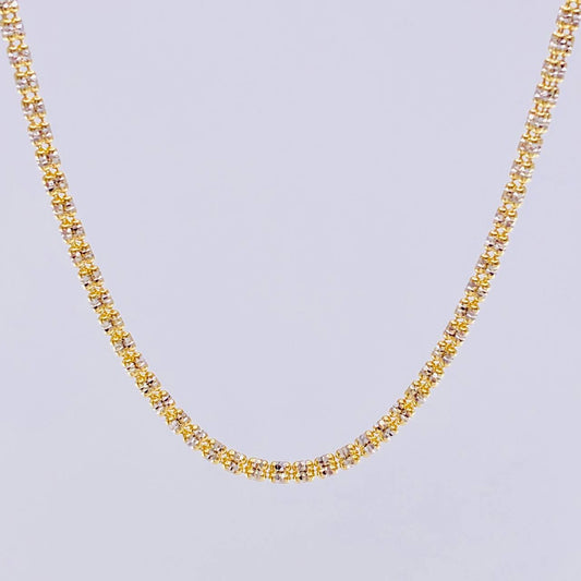 Cadena Ice 12.3 g / 60.4 cm / 2.4 mm Dos Oros Amarillo Blanco 18K
