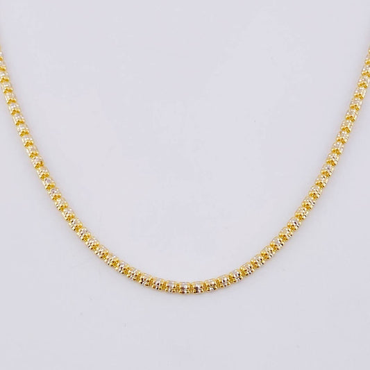 Cadena Ice 12.25 g / 60.5 cm / 2.4 mm Dos Oros Amarillo Blanco 18K
