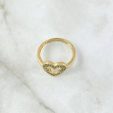 Anillo Corazón Raton Interno 2.75gr / T6 1/2 / Circones Verdes Oro Amarillo 18K ©