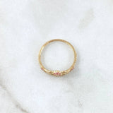 Anillo Corona Corazón Estilizado 1.4gr / T5 1/2 / Silueta Circones Blancos Rosados Oro Amarillo 18K ©