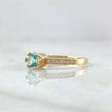 Anillo Solitario Coronado 1.85gr / T6 / Circones Blancos Azul Celeste Oro Amarillo 18K ©
