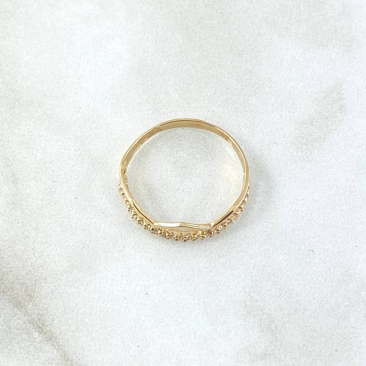 Anillo Trio Tiara En Triangulo 1.25gr / T6 1/4 / Circones Blancos Oro Amarillo 18K *