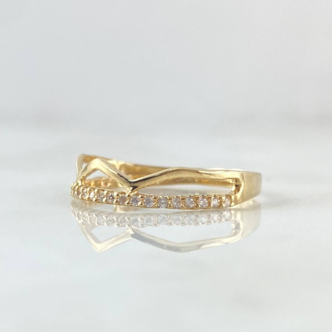 Anillo Trio Tiara En Triangulo 1.25gr / T6 1/4 / Circones Blancos Oro Amarillo 18K *