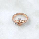 Anillo Corona Virgen Milagrosa 2.25gr / T6 1/4 / Circones Blancos Oro Rosa 18K ©
