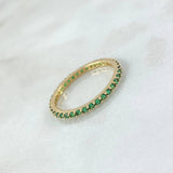 Anillo Churumbela Petit 1.45gr / T6 1/2 / Circones Verdes Oro Amarillo 18K ©