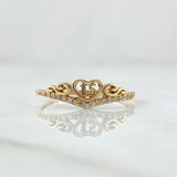 Anillo 15s Corazón en Tiara 1.65gr / T7 1/4 / Circones Blancos Oro Amarillo 18K ©