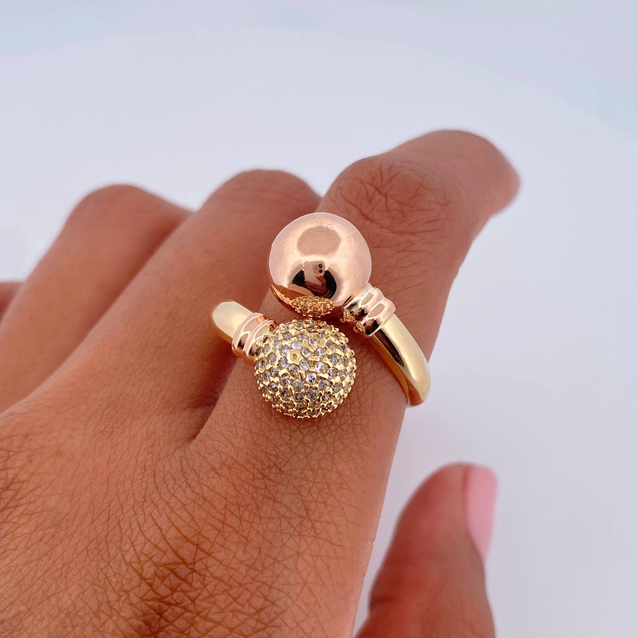 Anillo Tu y Yo 3.15gr / T7 / Oro 18K $