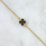 Pulso Espiga Trébol VCyA 3.3gr / 18cm / 1.4mm Resina Negra 4und Oro Amarillo 18K