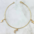 Pulso Aro Seguido 1.9gr / 18cm / "Rayo-Luna-Cruz" Circones Blancos Oro Amarillo 18K ©