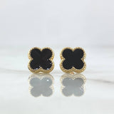 Topos Trébol VCyA Punteado 1.25gr / 1cm / Resina Negra  Oro Amarillo 18K *