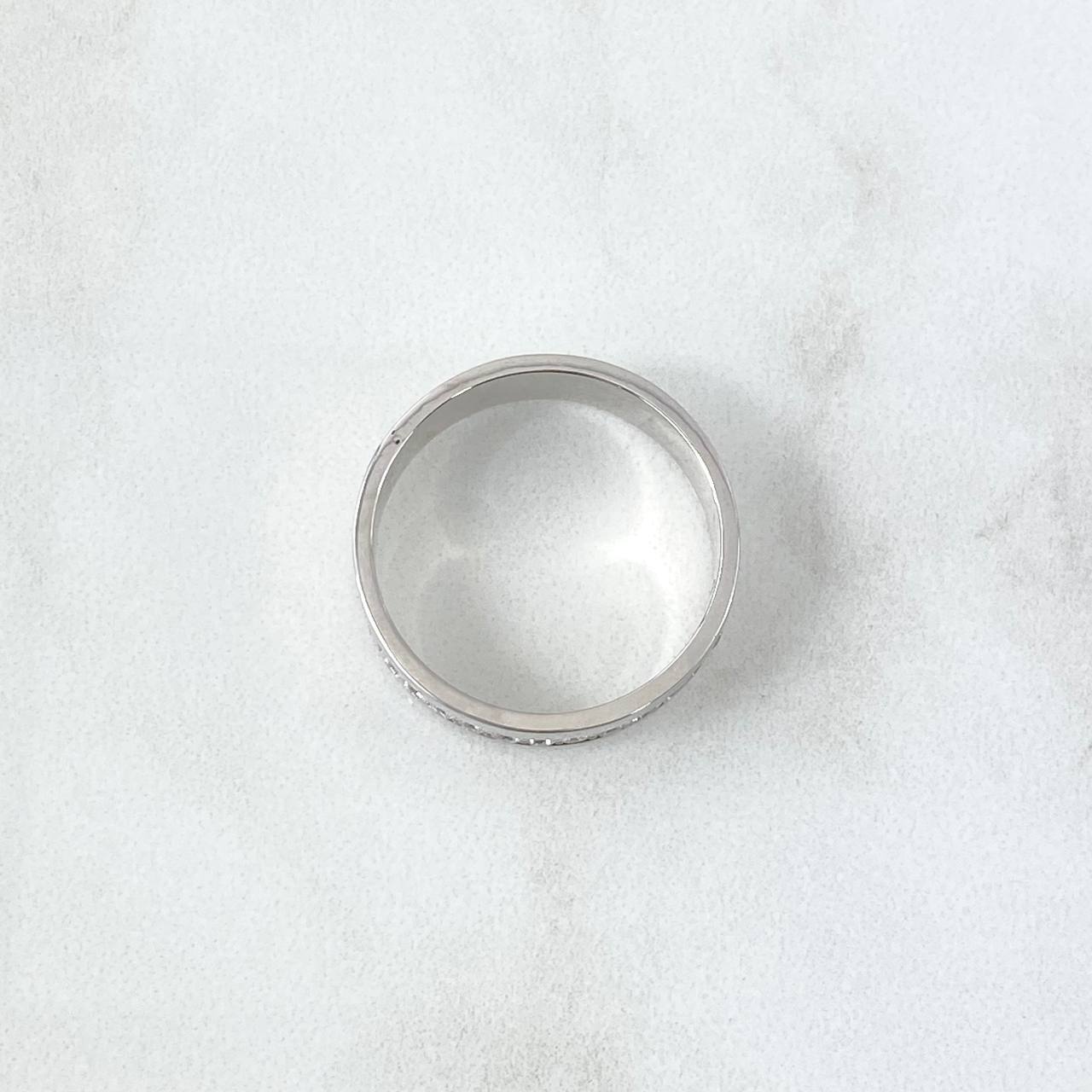 Anillo Argolla Media Caña 7.3gr / T10 1/4 / 7mm 24pts Diamantes Blancos Oro Blanco 18K ©