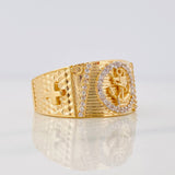 Anillo Cruz Ancla 7.55g / T9 1/2 Dos Oros Amarillo Blanco 18K