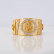Anillo Cruz Ancla 7.55g / T9 1/2 Dos Oros Amarillo Blanco 18K