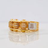 Anillo Bolas de Fuego 11.7g / T9 3/4 Dos Oros Amarillo Blanco 18K