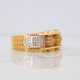 Anillo Bolas de Fuego 11.7g / T9 3/4 Dos Oros Amarillo Blanco 18K