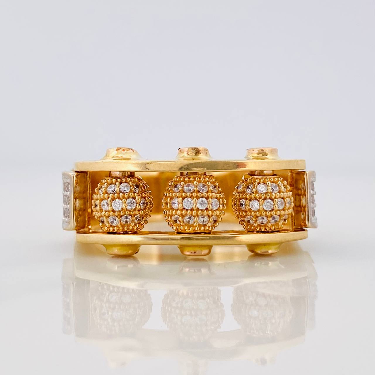 Anillo Bolas de Fuego 11.7g / T9 3/4 Dos Oros Amarillo Blanco 18K