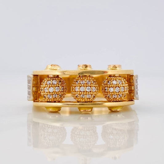 Anillo Bolas de Fuego 11.7g / T9 3/4 Dos Oros Amarillo Blanco 18K