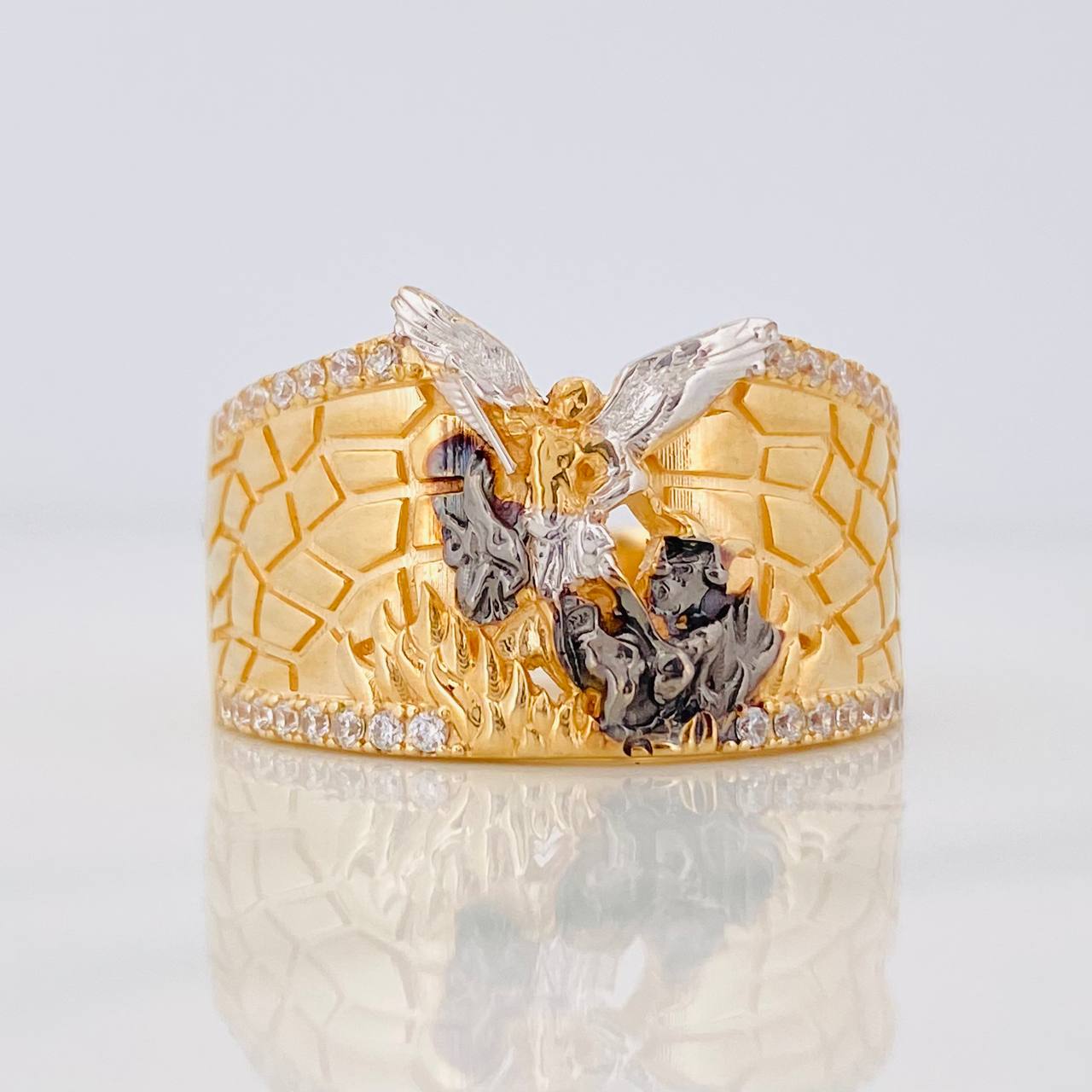 Anillo San Miguel 9.4g / T11 1/4 Tres Oros Amarillo Blanco Negro 18K