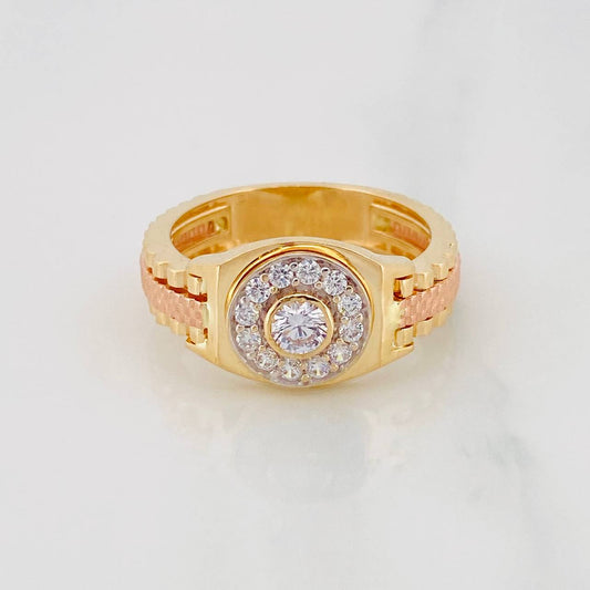 Anillo Halo Correa 7.6g / T10 Dos Oros Amarillo Rosa 18K