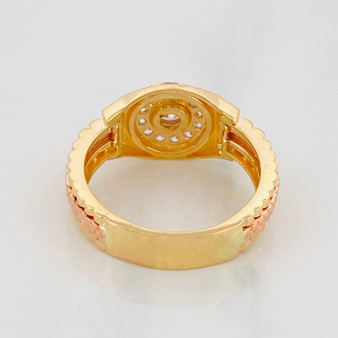 Anillo Halo Correa 7.6g / T10 Dos Oros Amarillo Rosa 18K